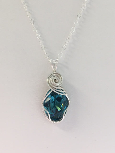 Swarovski Crystal Indigo Wire Wrapped Pendant - Lively Accents