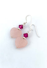 Load image into Gallery viewer, Rose Quartz and Swarovski Crystal Heart Earrings - Lively Accents