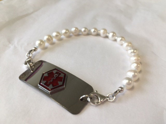 Medical Alert Pearl Interchangeable ID Replacement Bracelet - Lively Accents