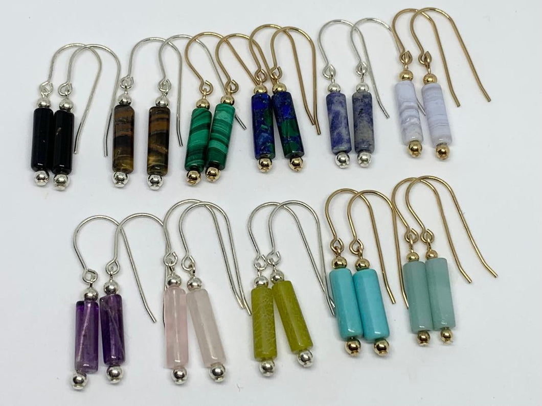 Gemstone Tube Earrings - Lively Accents